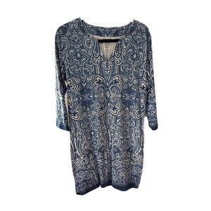 Coolibar Navy and White Paisley Dress